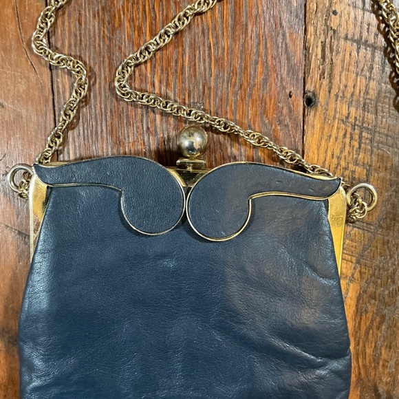 Rare Vintage Triangle New York  Leather Clutch Crossbody Evening Bag - Picture 4 of 6